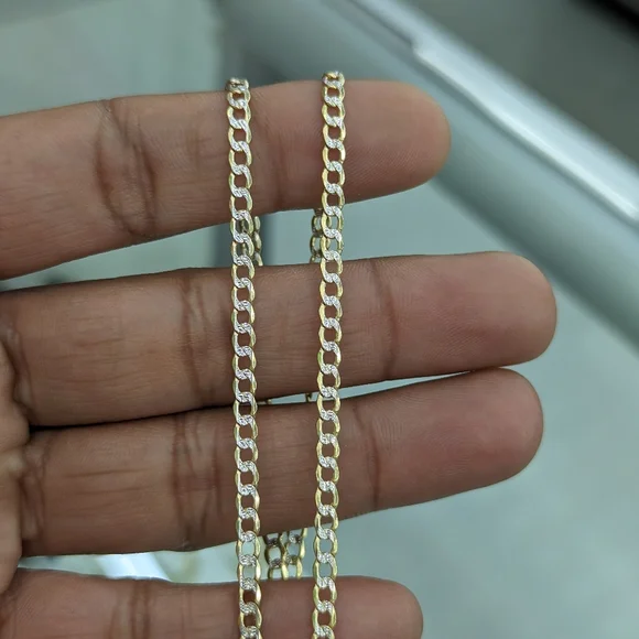 10kt Real Gold Cuban Diamond Cut Chain 3.4mm 16 inches